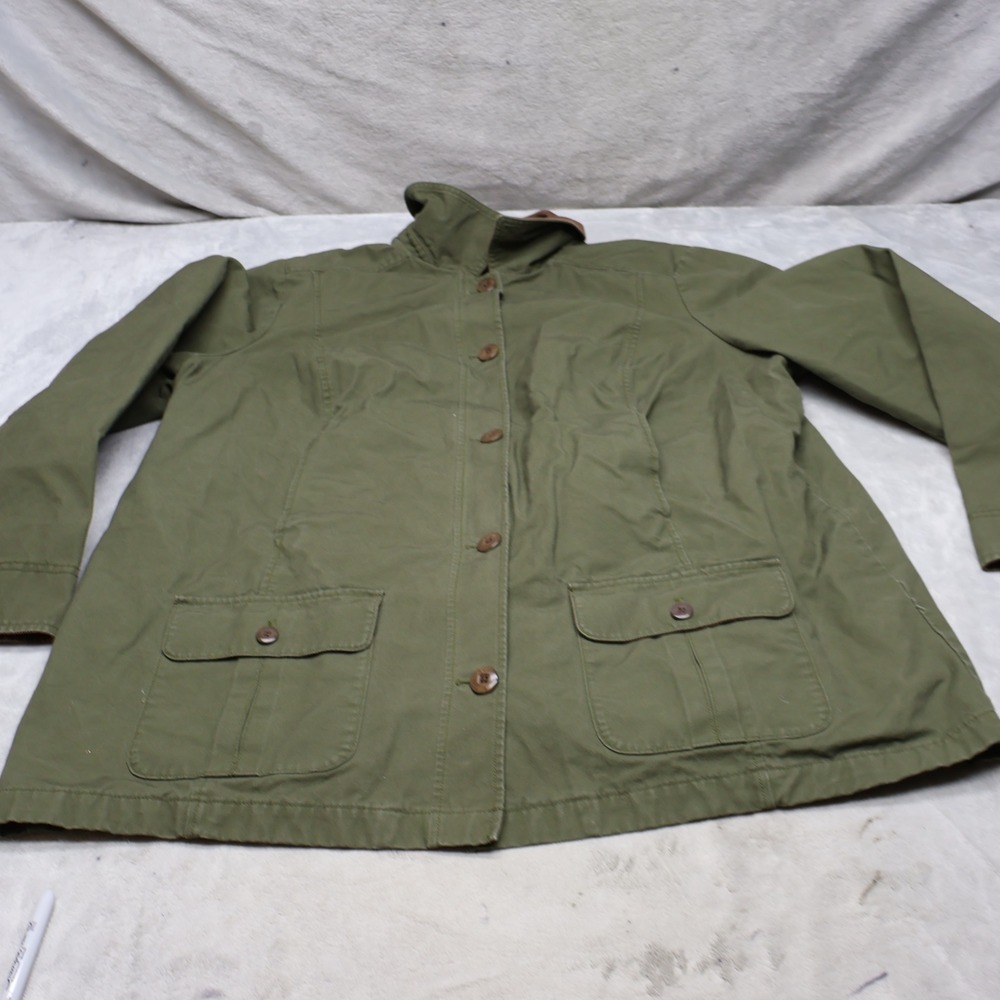 LL Bean Jacket Womens 2X Green Adirondack Barn Field Coat Flannel Lined Utility